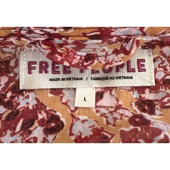 Free People Womens Sz Large Mustard Combo Floral Lorraine Tiered Kimono Top - Picture 8 of 14